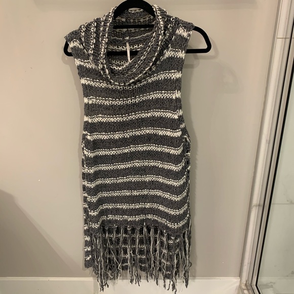 Free People Turtle Neck Fringe Sweater